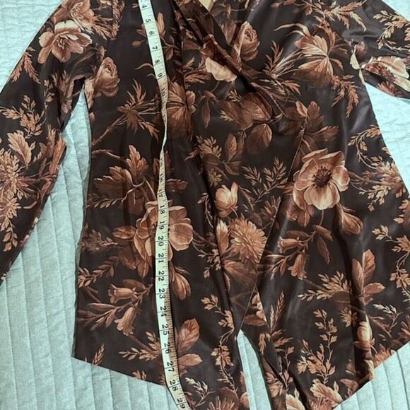 Soft Surroundings faux suede floral shape drape cardigan jacket PM petite - Picture 9 of 10
